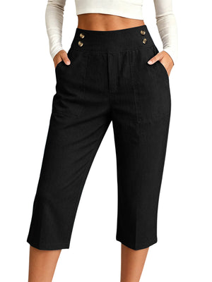 pants in Sage with pocketed and cropped