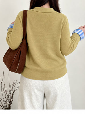 Polyester, Nylon & pullover sweater in Apricot with regular silhouette