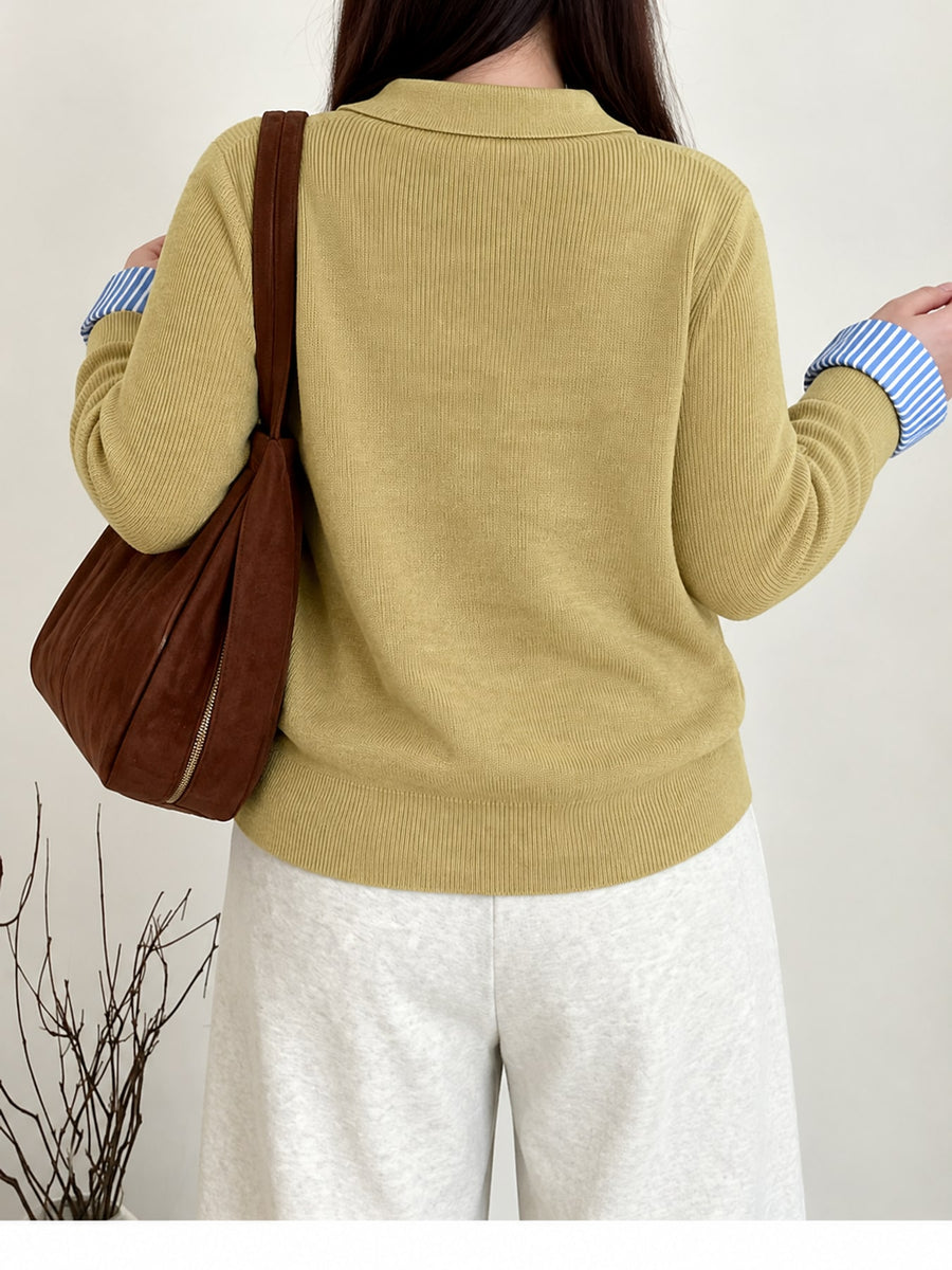 Polyester, Nylon & pullover sweater in Apricot with regular silhouette