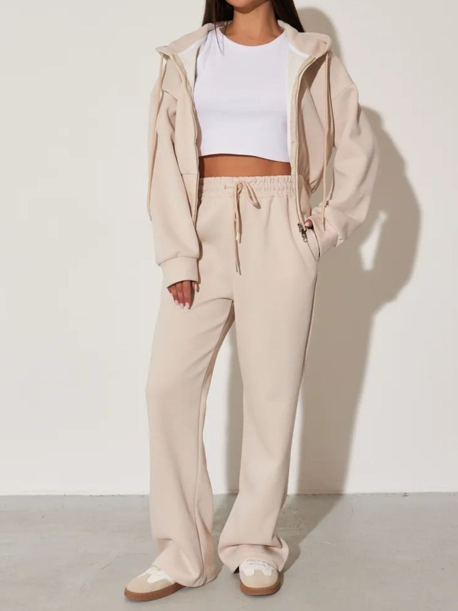 athleisure lounge set in Black with hooded