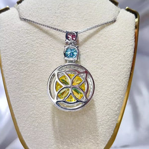11.5 Carat Moissanite 925 Sterling Silver Necklace in pink with moissanite stones