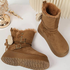 camel boots with faux fur lining and N/A