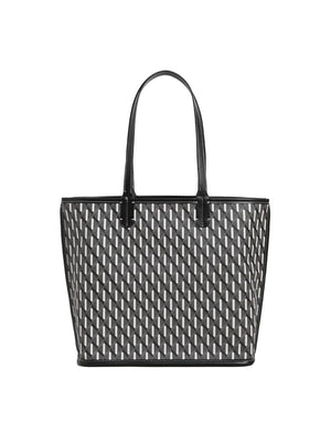 tote featuring geometric in Black with PU Leather Imported Size & texture