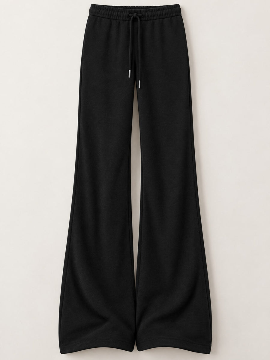 flare pants in Light Gray-Fleece-lined Tall with drawstring waist and full-length