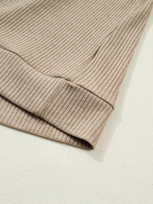 Maternity Tops > Shirts in tan with denim accents with silhouette
