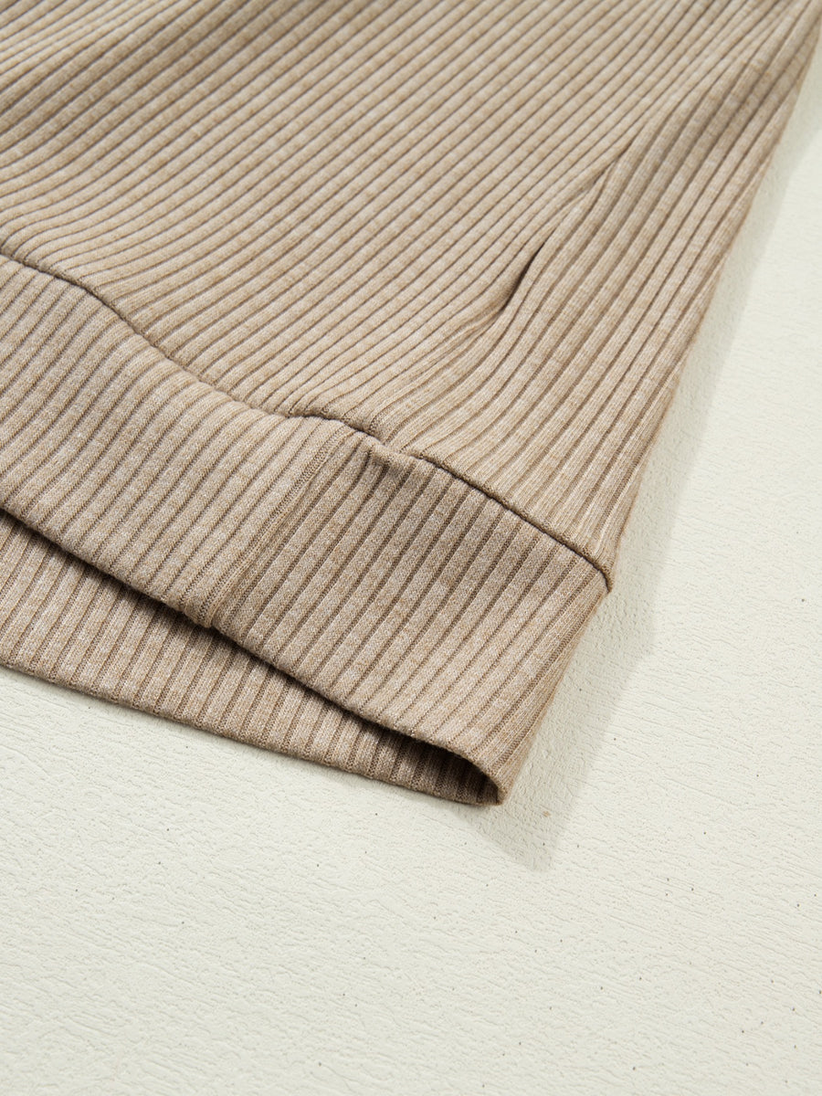 Maternity Tops > Shirts in tan with denim accents with silhouette