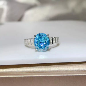 ring in sky blue featuring oval cut and n/a fit