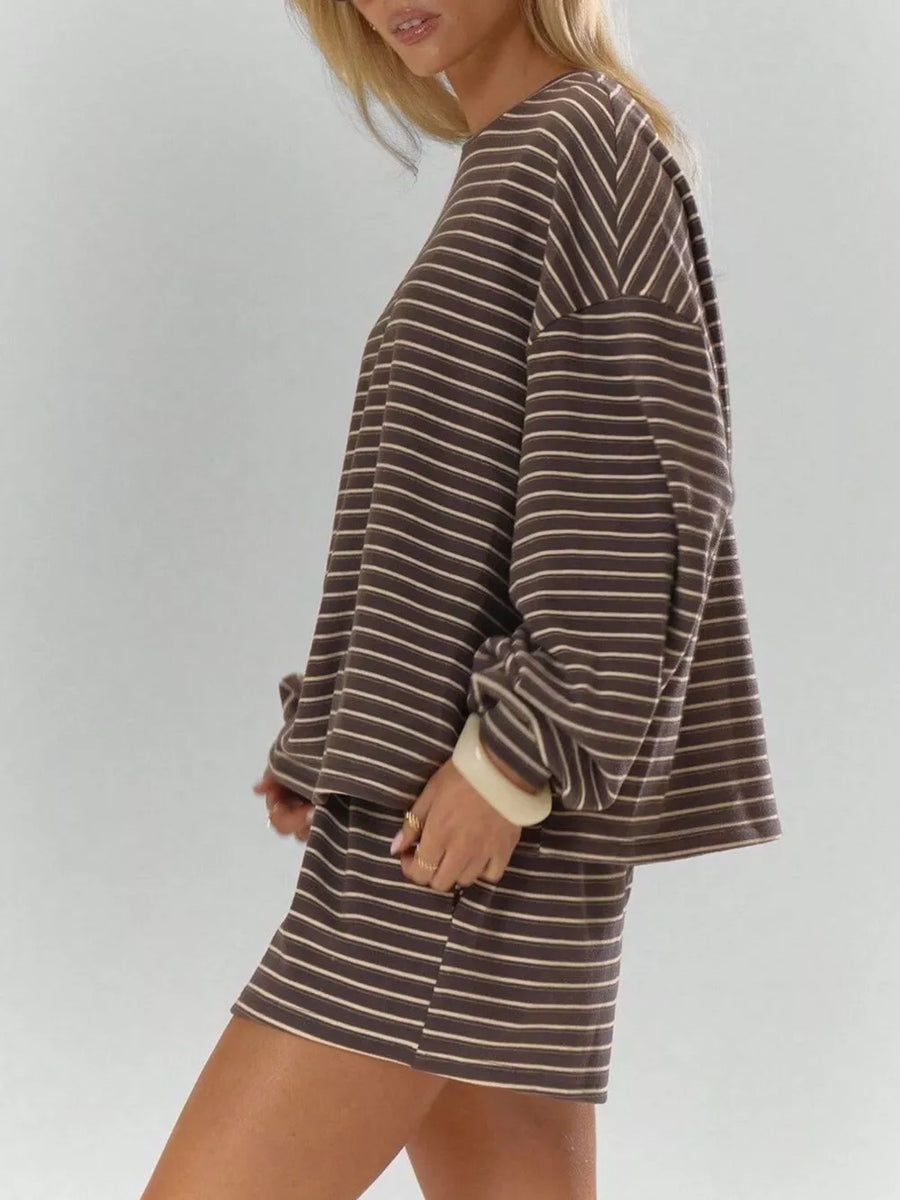 100% polyester Care instructions: Machine wash cold pajama set in Pink with relaxed silhouette