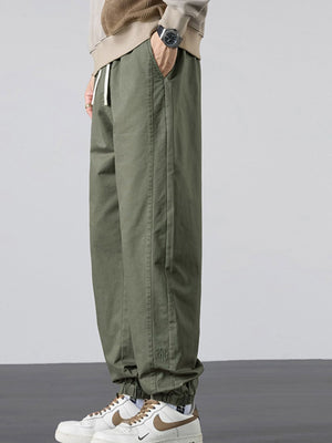 Khaki joggers with full-length and drawstring