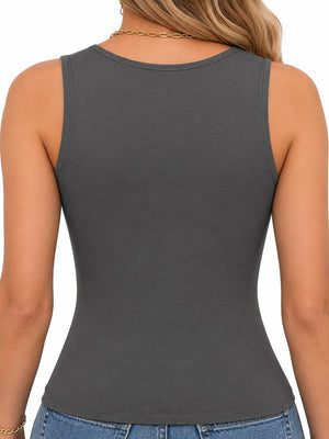 Dark Gray slim tank top with square neck