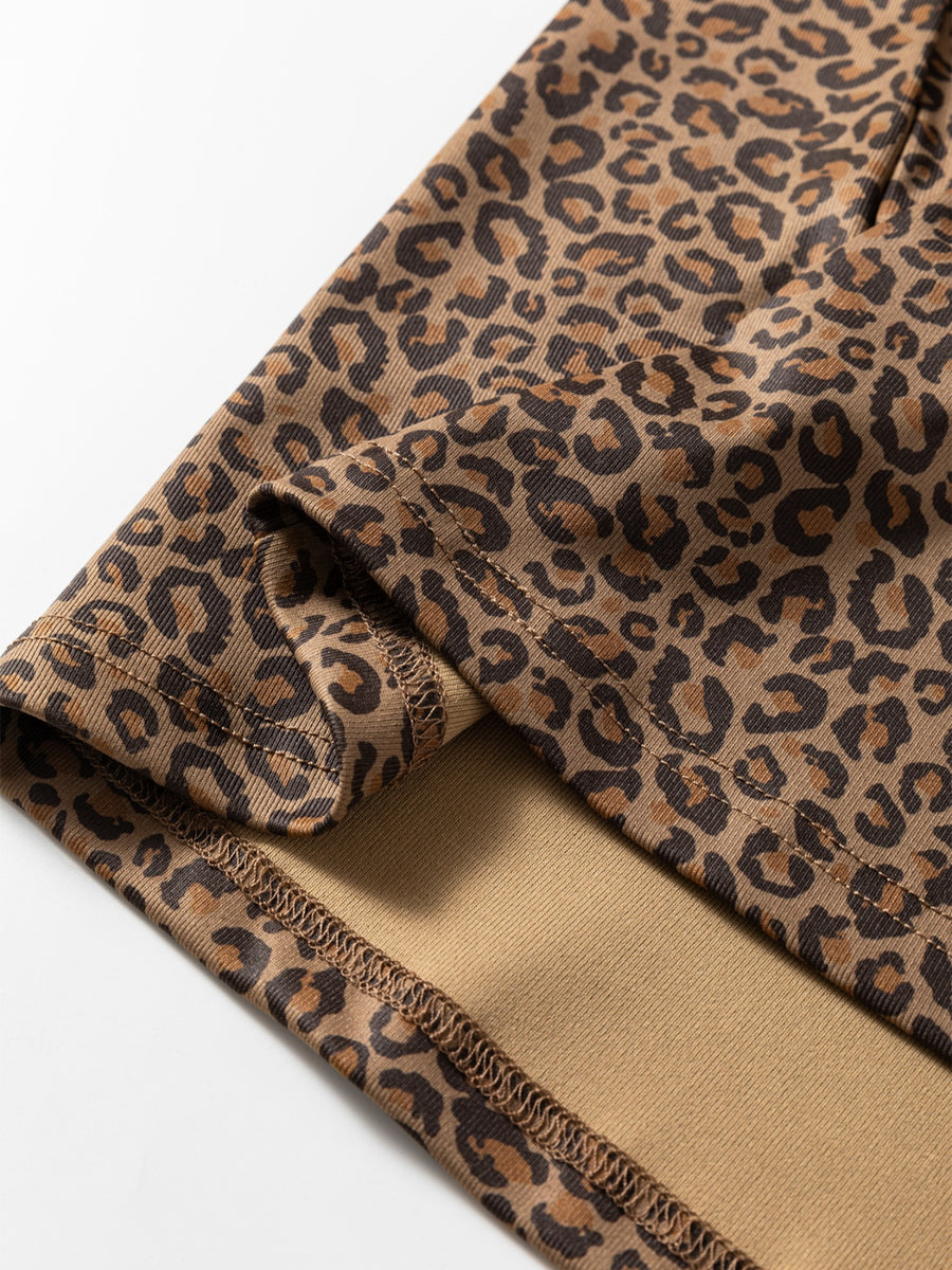 Leopard print relaxed fit t-shirt detail showing hem and stitching