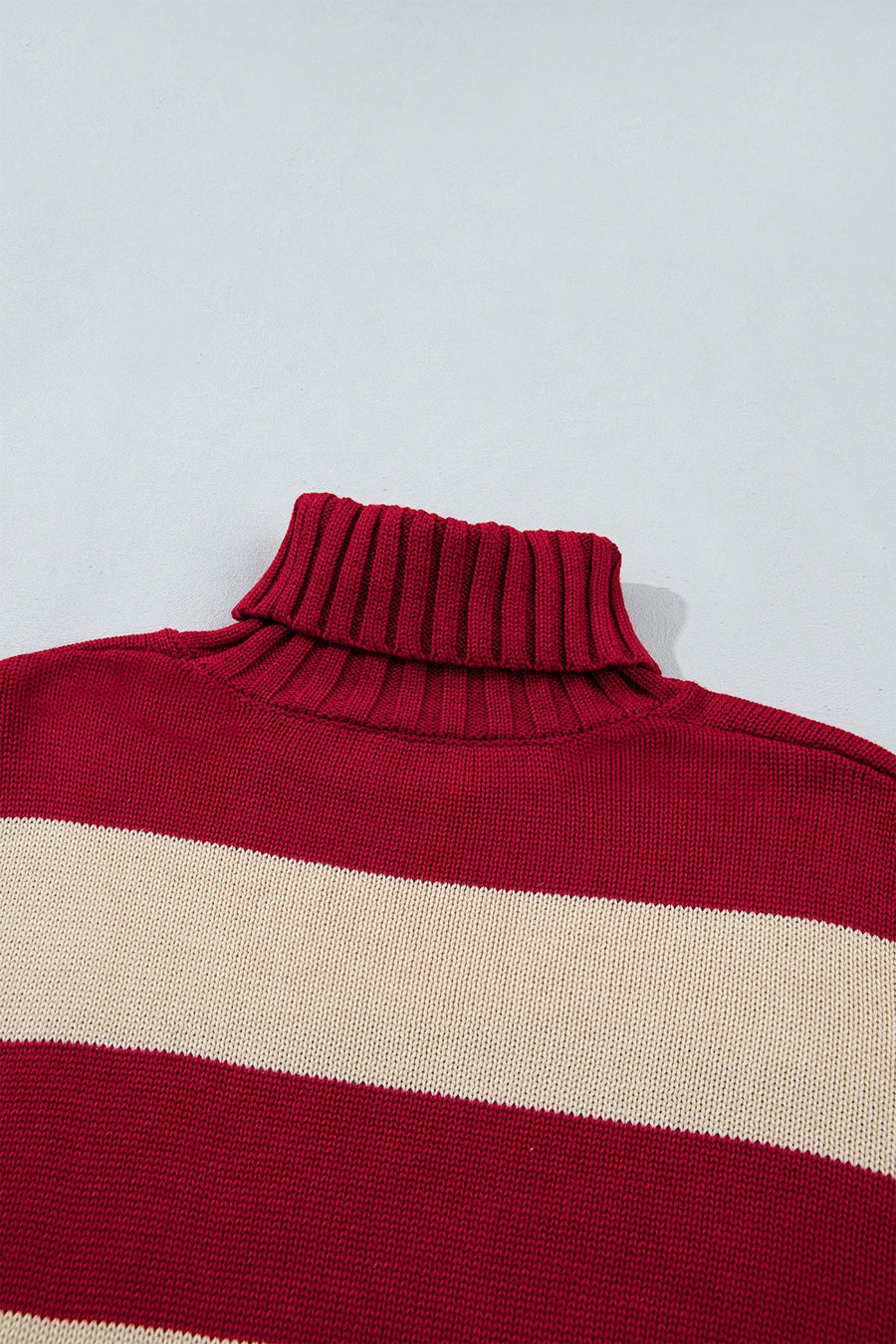 pullover sweater featuring striped in cream with 55% acrylic, 45% cotton Care instructions: Machine wash cold texture
