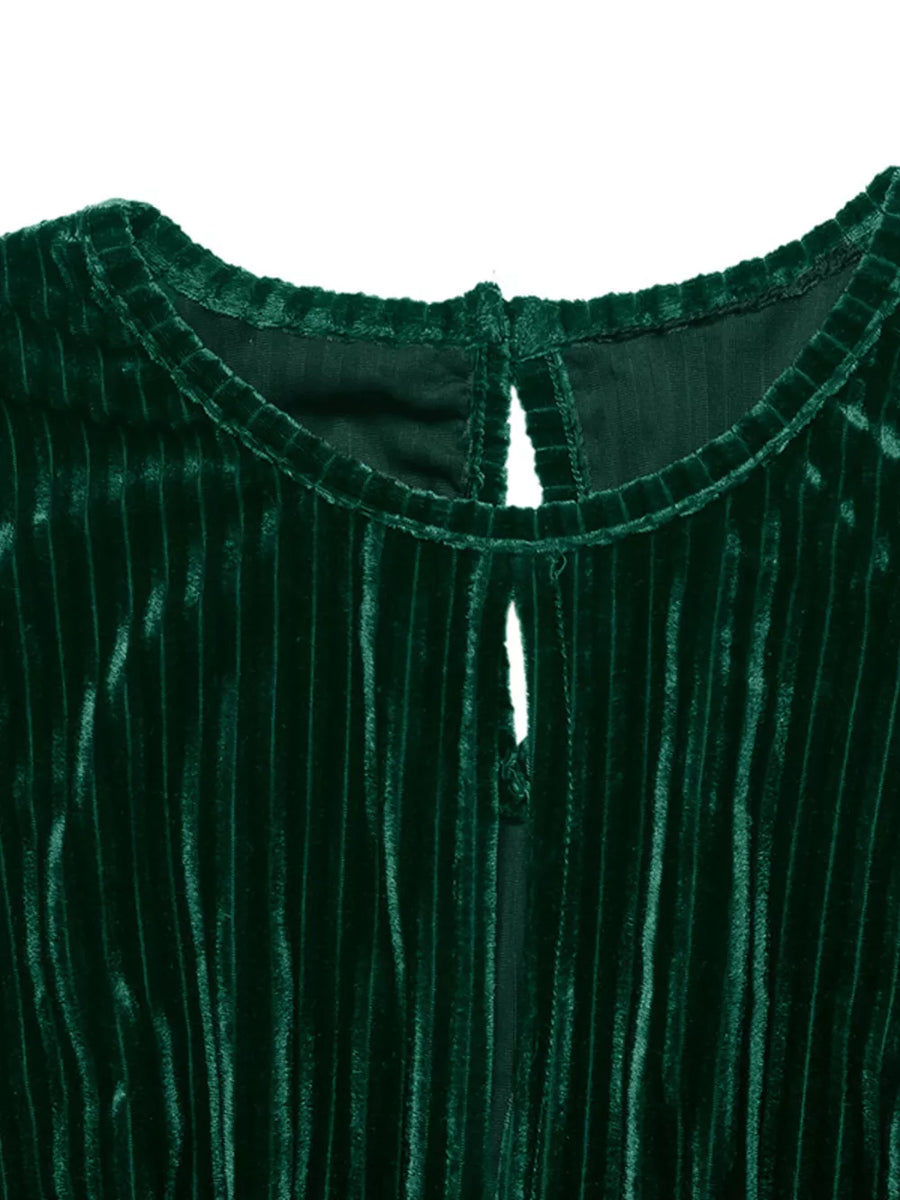 mini dress in Dark Green with buttoned and mini