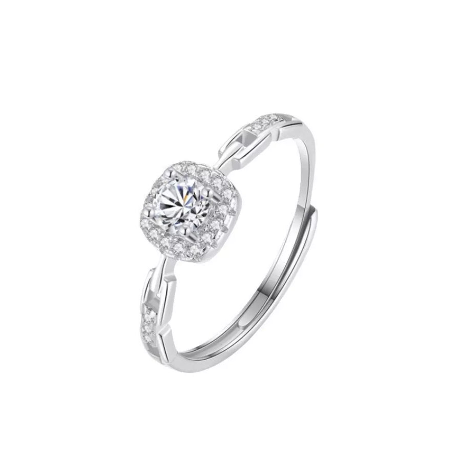 925 Sterling Silver Zircon Ring in clear with zircon stone