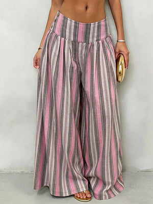 100% polyester Care instructions: Machine wash cold wide-leg pants in cream with flared silhouette