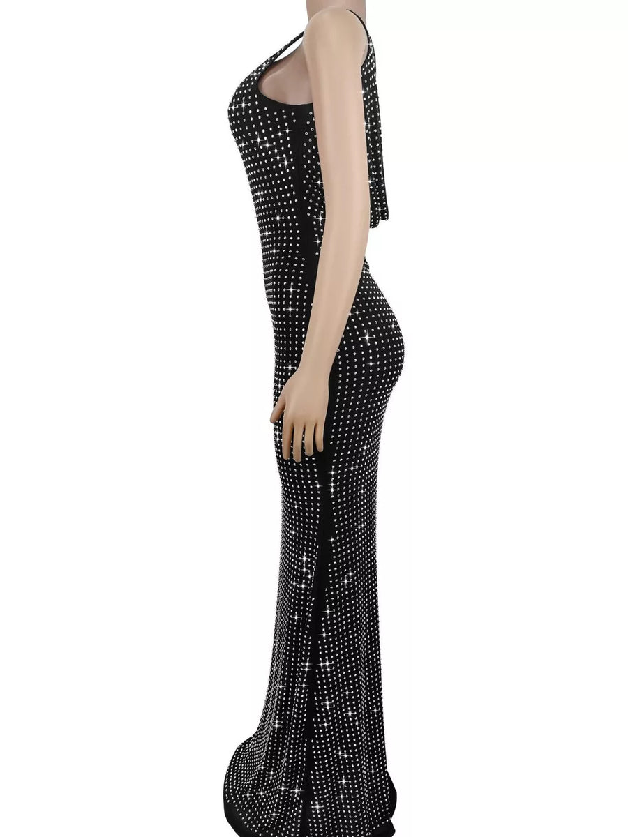 Black bodycon dress with maxi and pullover