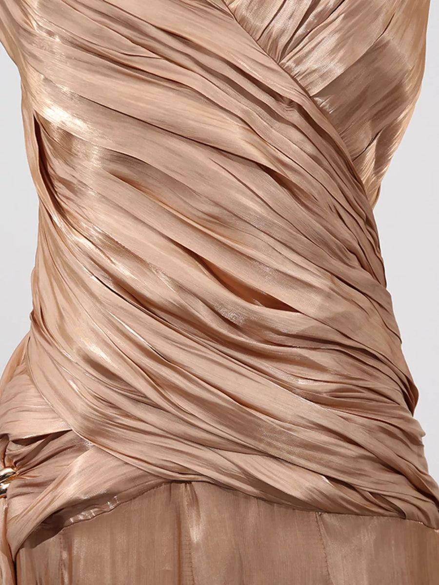 Halter Neck Ruched Maxi Dress option 8