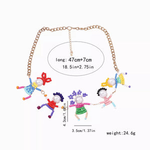 18k Gold-plated Bead Charm Necklace in Multicolor with bead charms