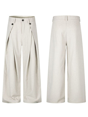 Apricot wide-leg pants with full-length and button-front