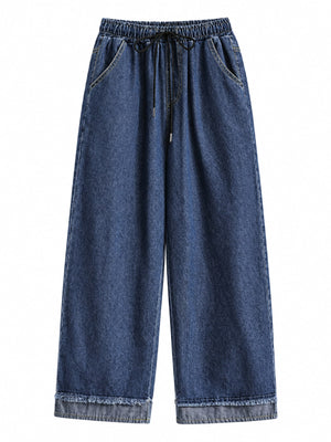 wide-leg jeans in Light Blue with washed and ankle-length