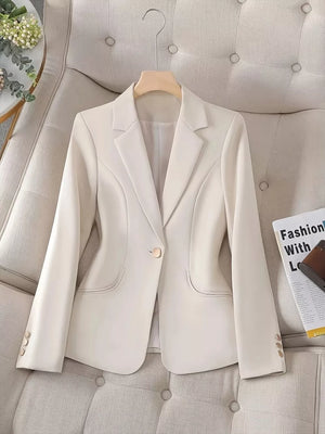 blazer in ivory featuring buttoned and slim fit