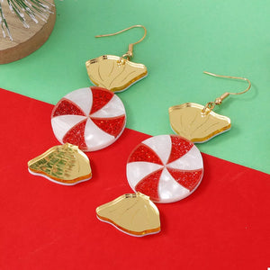 white earrings featuring drop design and striped