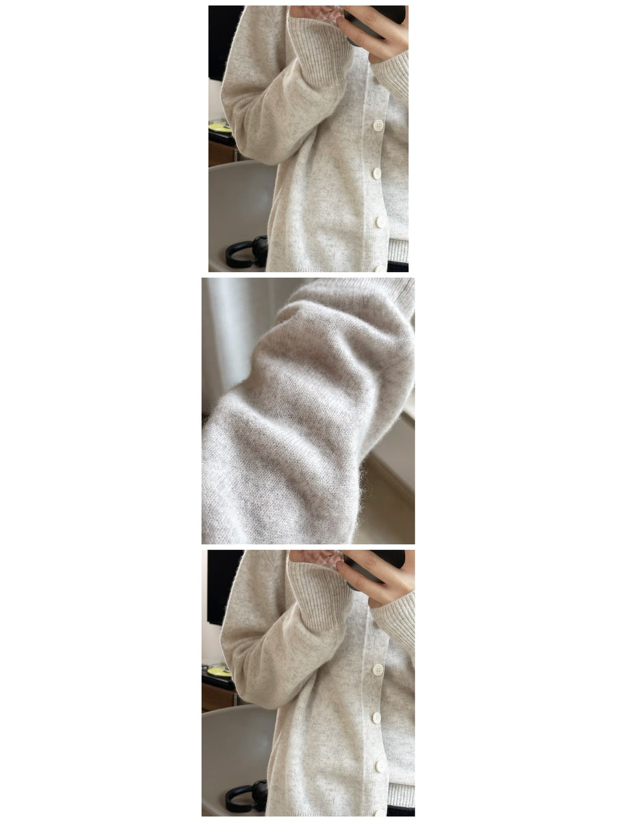 Light Oatmeal oversized cardigan with v-neck