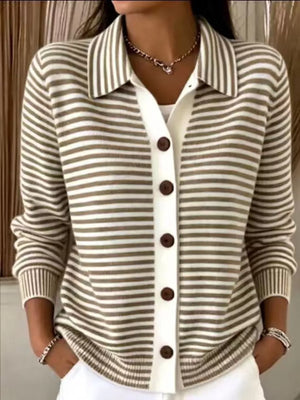 Green cardigan with stretch and long sleeve