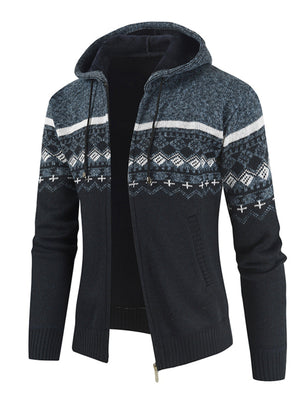 charcoal cardigan with Fair Isle and hooded