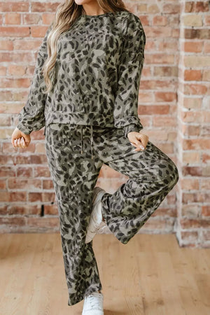 pajama set in Brown with pocketed and hip-length, full-length