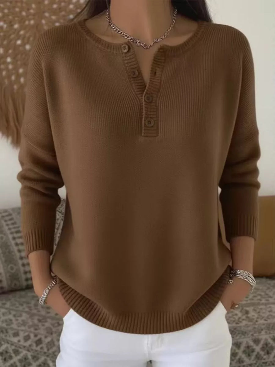 pullover sweater in Pink with ribbed and hip-length