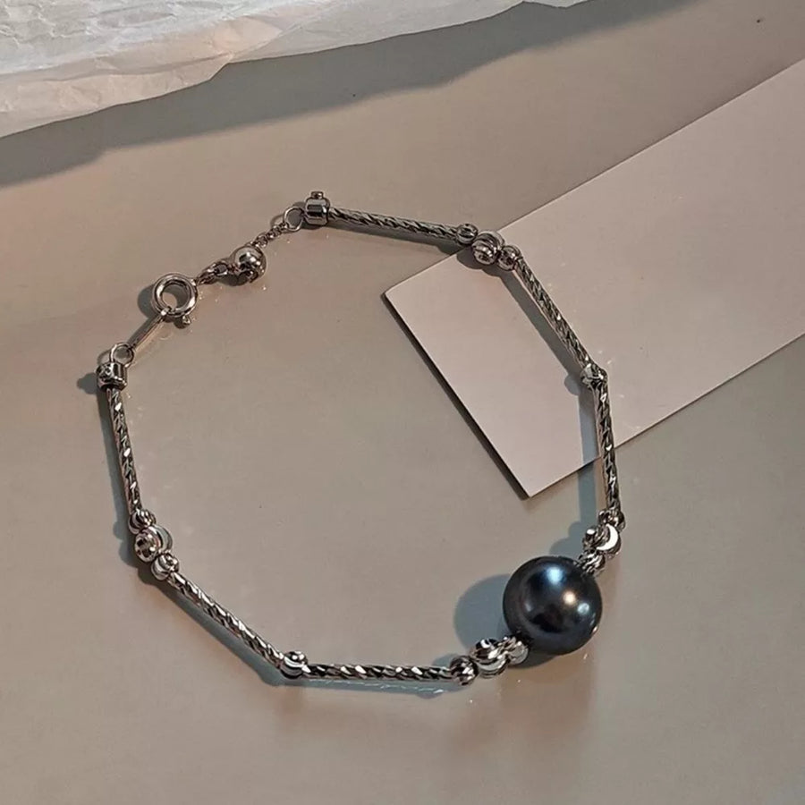 Synthetic Pearl,925 sterling silver Care instructions: Avoid wearing during exer ACCESSORIES in dark gray with linked