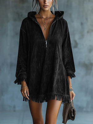 100% polyester Care instructions: Machine wash cold mini dress in Dark Blue with relaxed silhouette