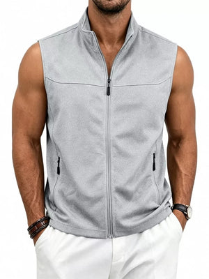 vest in light gray featuring seam detail and regular fit