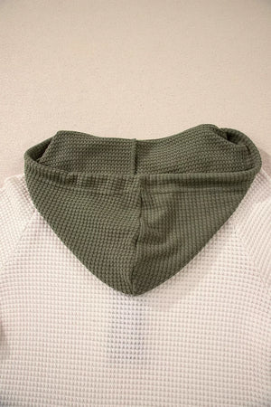 ivory pullover hoodie with buttoned and long sleeve