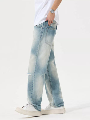 Light with Men's Distressed Relaxed Fit Jeans