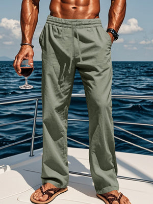 pants in sage green featuring drawstring and loose fit