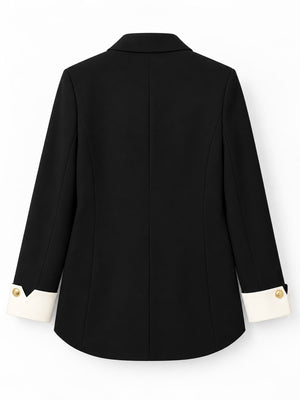 Full Size Single-Breasted Blazer With Gold Buttons in Khaki with buttoned