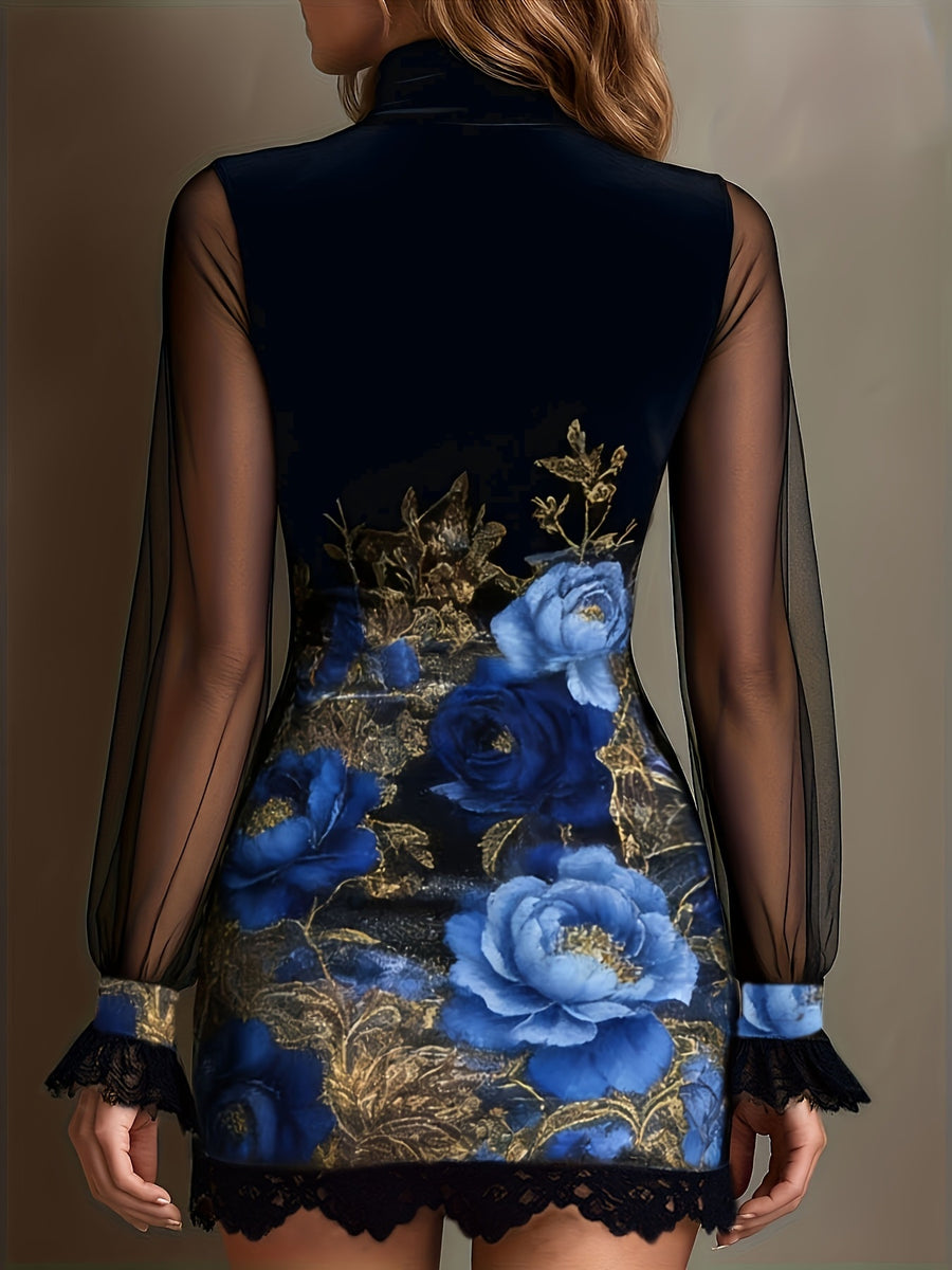 mini dress featuring floral in black with 100% polyester Care instructions: Machine wash cold texture