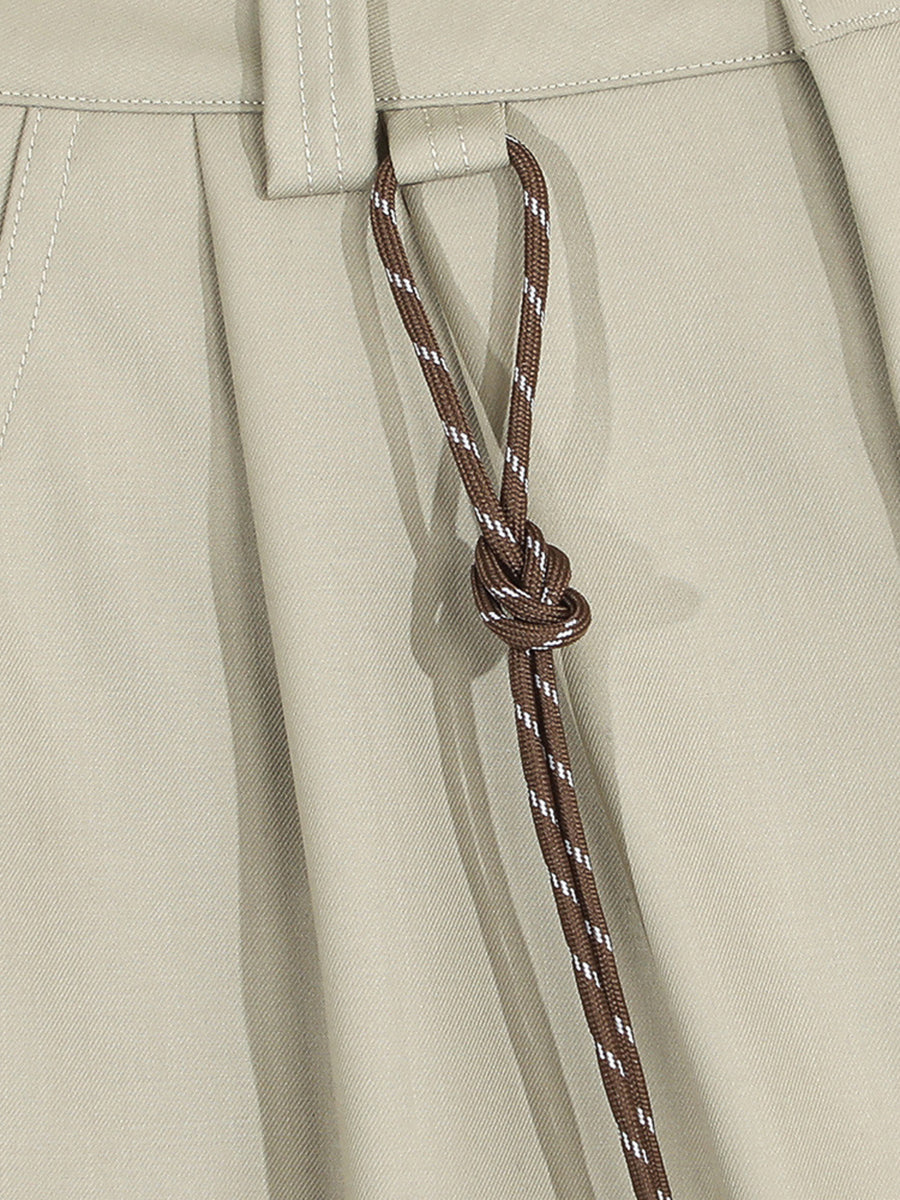 Men's Wide-Leg Shorts With Decorative Drawstring in Black