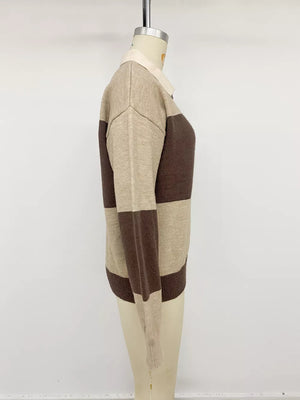 Color Block Polo Collar Sweater option 7