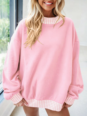 red oversized sweatshirt with crew neck