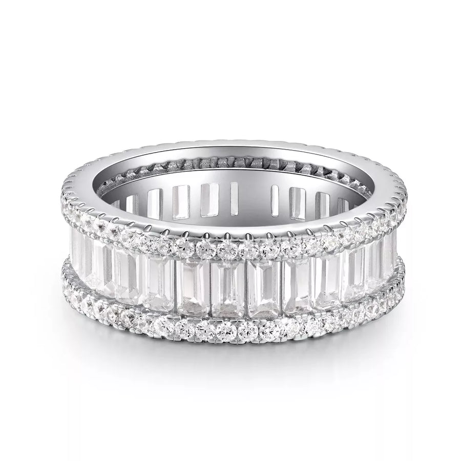 925 Sterling Silver Zircon Ring in Silver with zircon stones