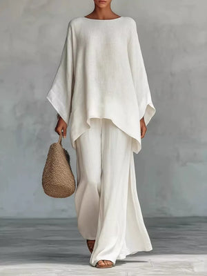 pants set in cream featuring plus-size and loose fit