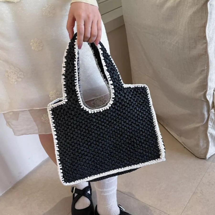 Woven Straw Handbag in Green