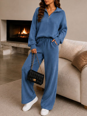 100% polyester Care instructions: Machine wash cold lounge set in Cream with relaxed silhouette