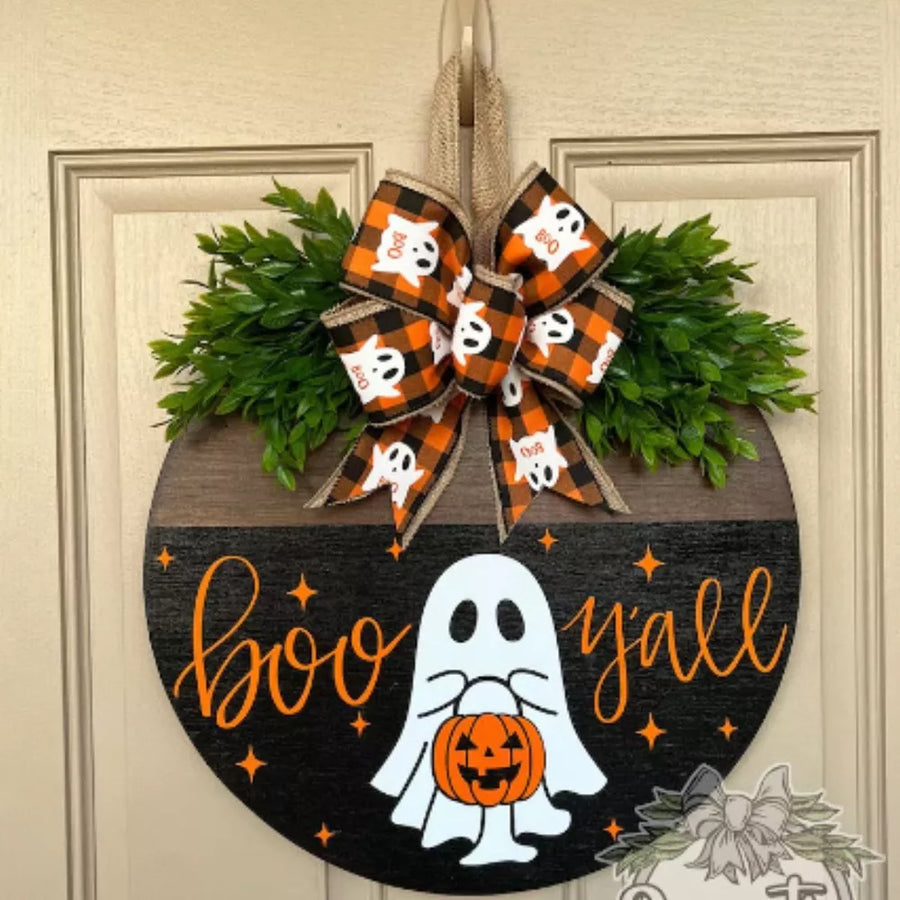 Resin, wood, polyester Imported Size & door hanger in brown with circular silhouette