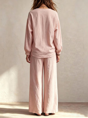 Pink lounge set with full-length and pullover
