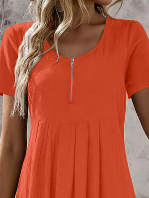 modern A-line dress in Army Green with round neck
