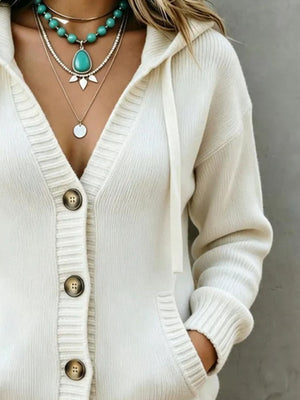 classic cardigan in Army Green with v-neck